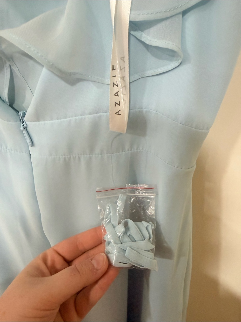 Azazie Light Blue High-Low Ruffle Dress - Picture 5 of 5